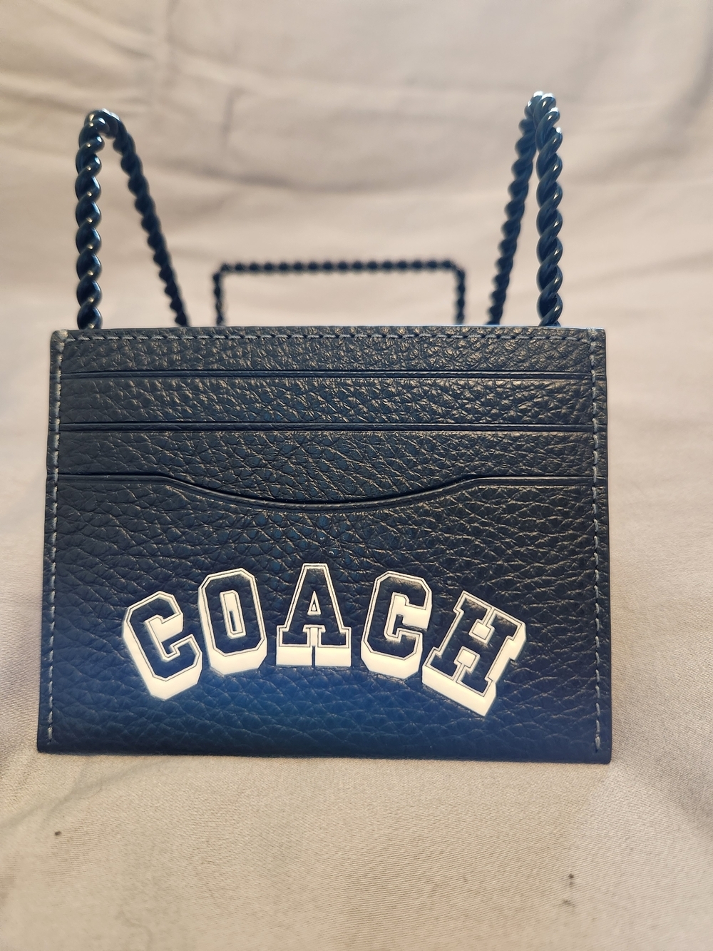 COACH Black Leather Card Case with Logo